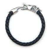 ≪DAgDART/ダグダート≫【Ouroboros】ウロボロス 編革レザーブレスレット(ブラック)×シルバー