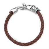 ≪DAgDART/ダグダート≫【Ouroboros】ウロボロス 編革レザーブレスレット(ブラウン)×シルバー