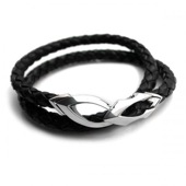 ≪DAgDART/ダグダート≫編革レザーブレスレット(ブラック)×シルバー