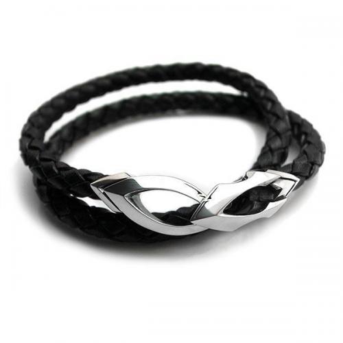 ≪DAgDART/ダグダート≫編革レザーブレスレット(ブラック)×シルバー