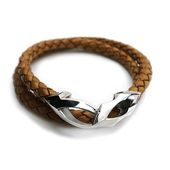 ≪DAgDART/ダグダート≫編革レザーブレスレット(ナチュラル)×シルバー