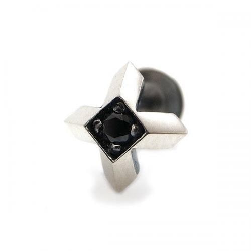 ≪DAgDART/ダグダート≫【Glass】クロス ブラックキュービックジルコニア×シルバーピアス
