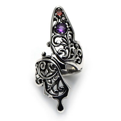 ≪Ageha≫唐草模様の透かし彫りアゲハリング 　