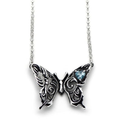 ≪Ageha≫ハートの石のアゲハペンダント(チェーン付き)