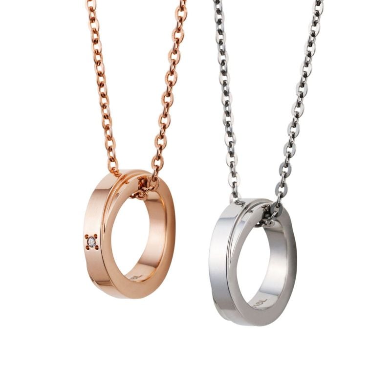 ≪white clover/ホワイトクローバー≫ペアネックレス ステンレス クロス