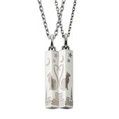 ≪white clover/ホワイトクローバー≫ペアネックレス ステンレス 猫 ねこ ネコ