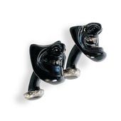 ≪Lacquersmith LYNX≫カフスボタン「黒漆塗阿吽侍面」　(黒漆塗り)