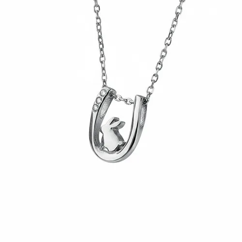 ≪SERASTINY -petit- / セラスティニー ペティ≫-うさぎ-/ホースシュー　天然ダイヤモンドネックレス　シルバーカラー　SUS316L