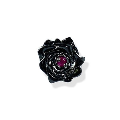 ≪DAgDART/ダグダート≫薔薇/バラ モチーフ ブラックコーティング シルバー ピアス(ルビー合成) /DP-097RBG
