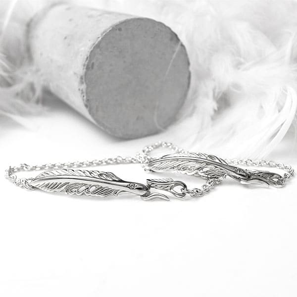 ≪DAgDART/ダグダート≫【ペア】選べる誕生石　フェザー シルバーペアブレスレット 