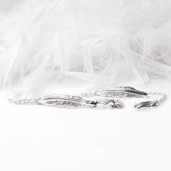 ≪DAgDART/ダグダート≫【ペア】選べる誕生石　フェザー シルバーペアブレスレット 