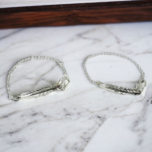 ≪DAgDART/ダグダート≫【ペア】選べる誕生石　フェザー シルバーペアブレスレット 