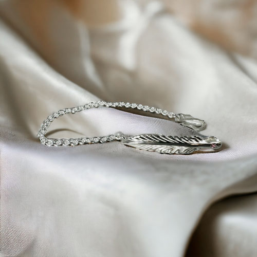 ≪DAgDART/ダグダート≫【ペア】選べる誕生石　フェザー シルバーペアブレスレット 