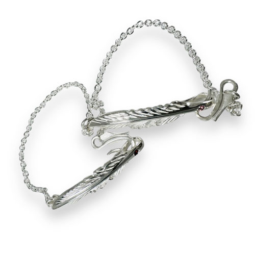 ≪DAgDART/ダグダート≫【ペア】選べる誕生石　フェザー シルバーペアブレスレット 