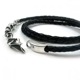 ≪DAgDART/ダグダート≫編革レザーブレスレット(ブラック)×シルバー 3重巻き