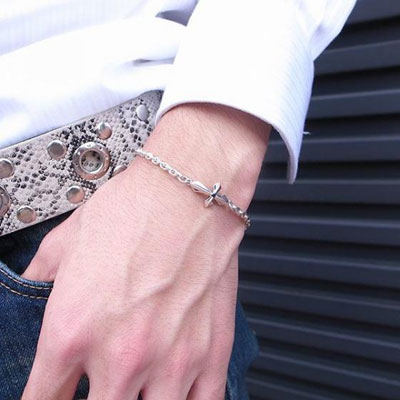 ≪DAgDART/ダグダート≫【ペア】選べる誕生石　クロスデザイン ストーン×シルバーペアブレスレット 