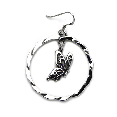 ≪Ageha≫蝶アゲハ サークルシルバーピアス（片耳1個分）