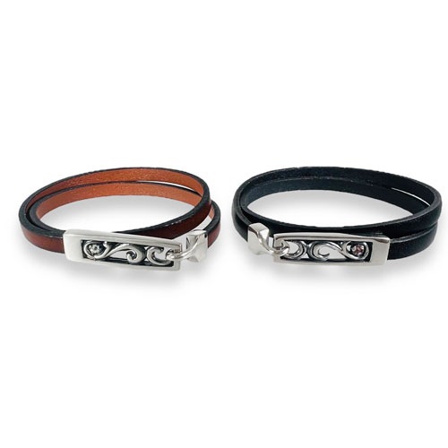 ≪DAgDART/ダグダート≫【ペア】アラベスク ストーン×レザー×シルバーペアブレスレット /DB-126+127