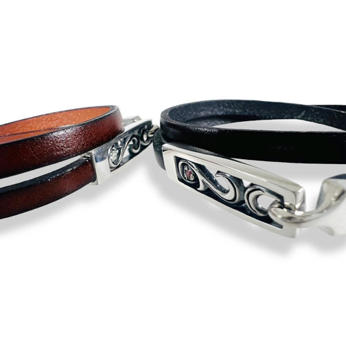 ≪DAgDART/ダグダート≫【ペア】アラベスク ストーン×レザー×シルバーペアブレスレット /DB-126+127