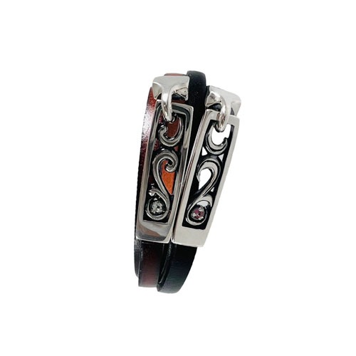 ≪DAgDART/ダグダート≫【ペア】アラベスク ストーン×レザー×シルバーペアブレスレット /DB-126+127