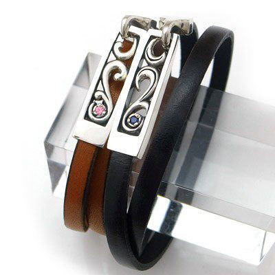 ≪DAgDART/ダグダート≫【ペア】アラベスク ストーン×レザー×シルバーペアブレスレット /DB-126+127