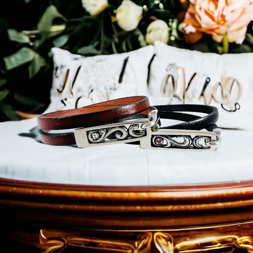 ≪DAgDART/ダグダート≫【ペア】アラベスク ストーン×レザー×シルバーペアブレスレット /DB-126+127