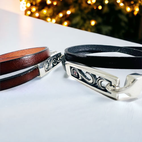 ≪DAgDART/ダグダート≫【ペア】アラベスク ストーン×レザー×シルバーペアブレスレット /DB-126+127