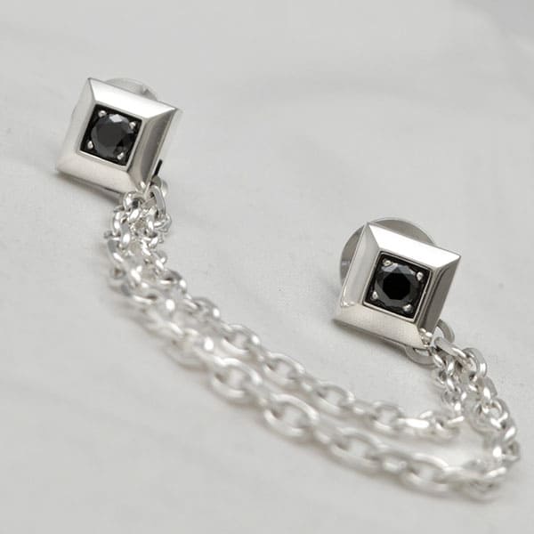 ≪DAgDART/ダグダート≫【Glass】ブラックキュービックジルコニア チェーンラペルピン