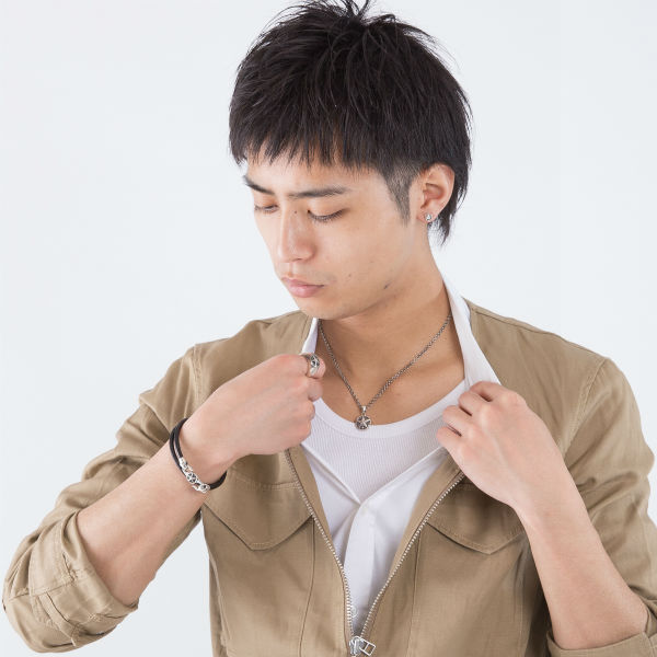 ≪DAgDART/ダグダート≫【ONE STAR】丸革レザーブレスレット×シルバー 2重巻き 