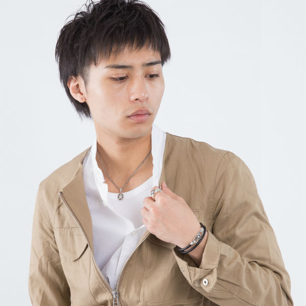 ≪DAgDART/ダグダート≫【ONE STAR】丸革レザーブレスレット×シルバー 2重巻き 