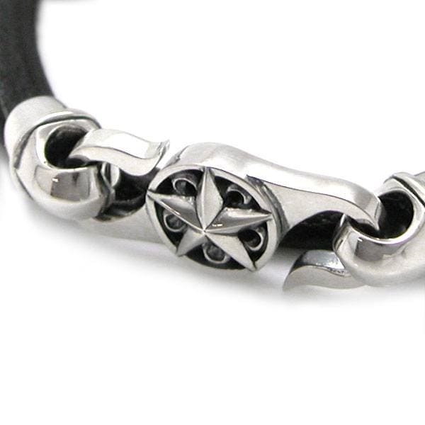 ≪DAgDART/ダグダート≫【ONE STAR】丸革レザーブレスレット×シルバー 2重巻き 