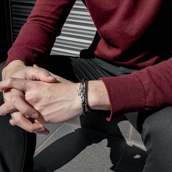 ≪DAgDART/ダグダート≫【Glass】レザー×シルバーブレスレット 