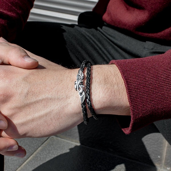 ≪DAgDART/ダグダート≫【Glass】レザー×シルバーブレスレット 