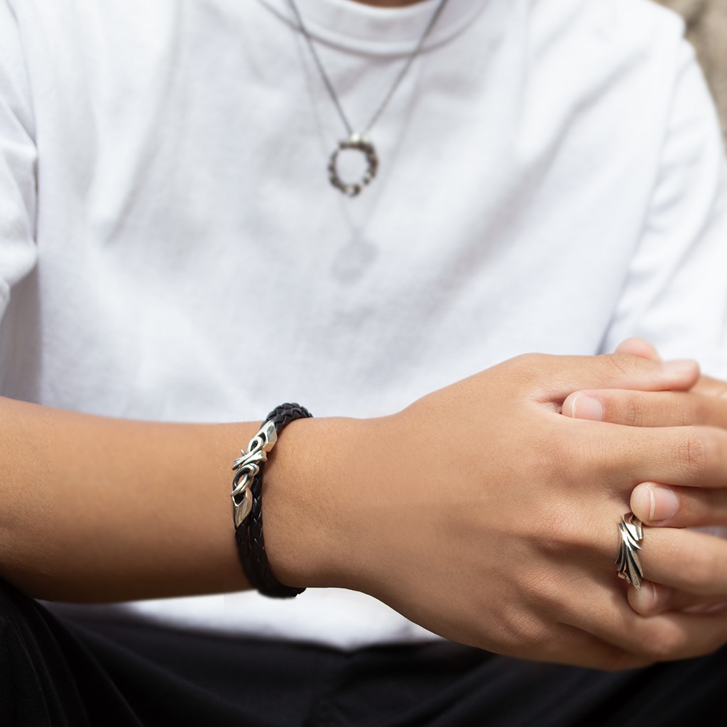 ≪DAgDART/ダグダート≫【Glass】レザー×シルバーブレスレット 