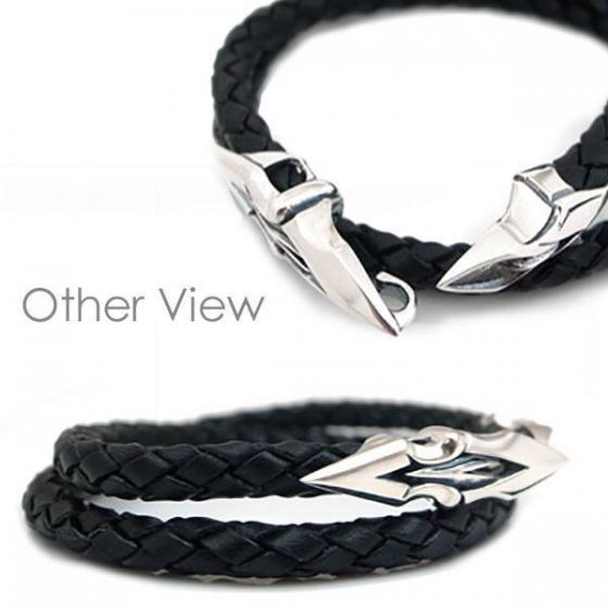 ≪DAgDART/ダグダート≫編革レザーブレスレット(ブラック)×シルバー 2重巻き 