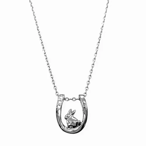≪SERASTINY -petit- / セラスティニー ペティ≫-うさぎ-/ホースシュー　天然ダイヤモンドネックレス　シルバーカラー　SUS316L