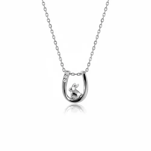 ≪SERASTINY -petit- / セラスティニー ペティ≫-うさぎ-/ホースシュー　天然ダイヤモンドネックレス　シルバーカラー　SUS316L