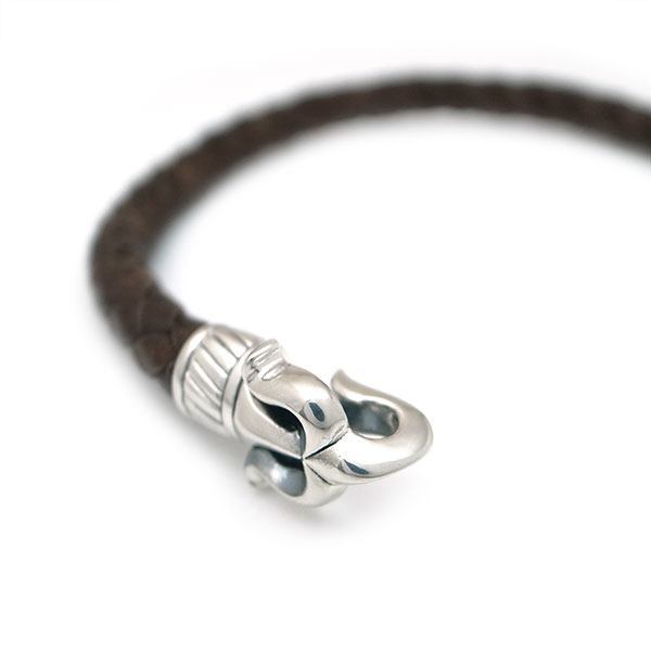 ≪DAgDART/ダグダート≫【ARCO E FRECCIA】唐草模様 編革レザーブレスレット(ブラウン)×シルバー