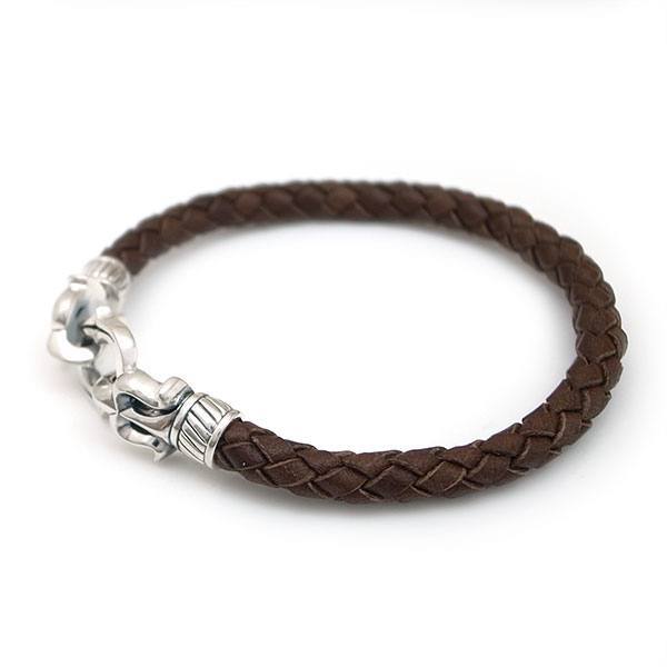 ≪DAgDART/ダグダート≫【ARCO E FRECCIA】唐草模様 編革レザーブレスレット(ブラウン)×シルバー