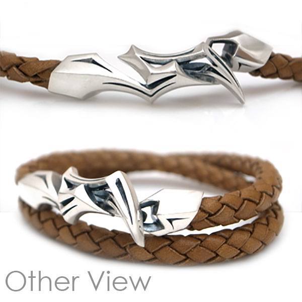 ≪DAgDART/ダグダート≫編革レザーブレスレット(ナチュラル)×シルバー 