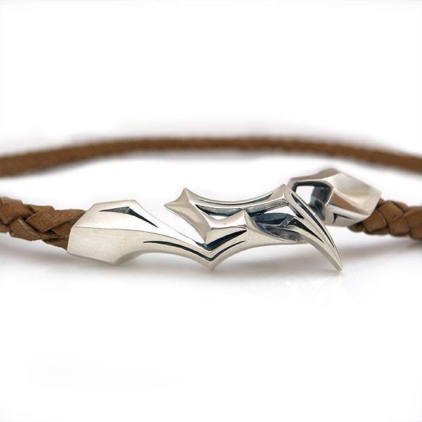 ≪DAgDART/ダグダート≫編革レザーブレスレット(ナチュラル)×シルバー 