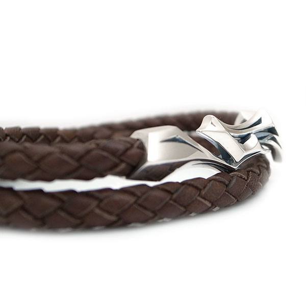 ≪DAgDART/ダグダート≫編革レザーブレスレット(ブラウン)×シルバー 