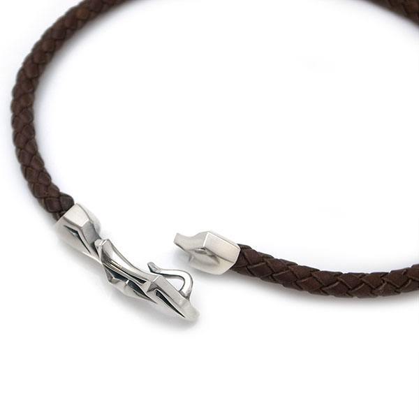≪DAgDART/ダグダート≫編革レザーブレスレット(ブラウン)×シルバー 