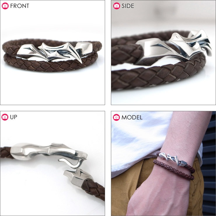 ≪DAgDART/ダグダート≫編革レザーブレスレット(ブラウン)×シルバー 