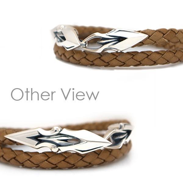 ≪DAgDART/ダグダート≫編革レザーブレスレット(ナチュラル)×シルバー 2重巻き 