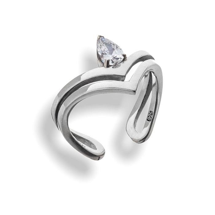 ≪Artemis Kings/アルテミスキングス≫ティアドロップVリングBK＆CL　AKR0055　AKR0054