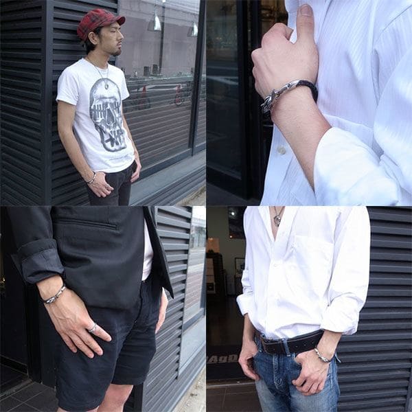 ≪DAgDART/ダグダート≫【Ouroboros】ウロボロス 編革レザーブレスレット(ブラック)×シルバー