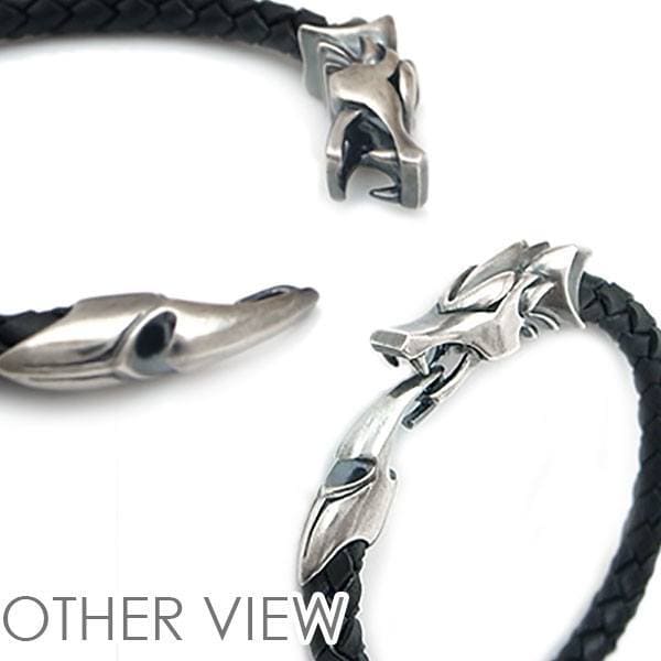 ≪DAgDART/ダグダート≫【Ouroboros】ウロボロス 編革レザーブレスレット(ブラック)×シルバー