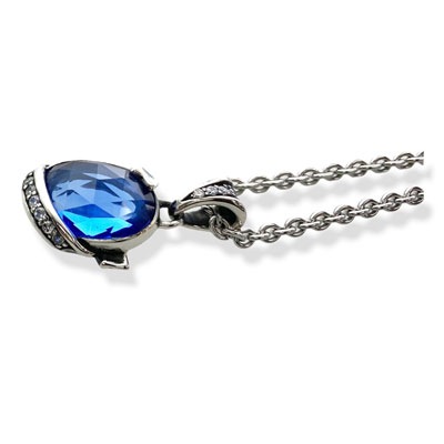 ≪FatimaDesign/ファティマデザイン≫サン・シュエール　オーブペンダント BLUE/チェーン付