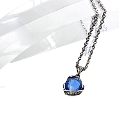 ≪FatimaDesign/ファティマデザイン≫サン・シュエール　オーブペンダント BLUE/チェーン付